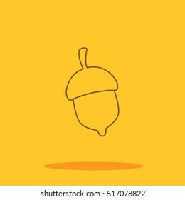 Acorn cute icon in trendy flat style isolated on color background. Thanksgiving symbol for your design, logo, UI. Vector illustration, EPS10.