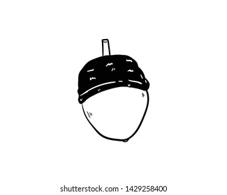 acorn doodle icon vector hand drawing