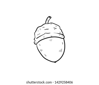 acorn doodle icon vector hand drawing