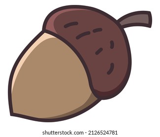 Acorn Doodle Illustration Vector Icon. Cute, hand drawn, comic, outline.