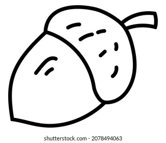 Acorn Doodle Vector Icon. Comic, hand drawn, outline.