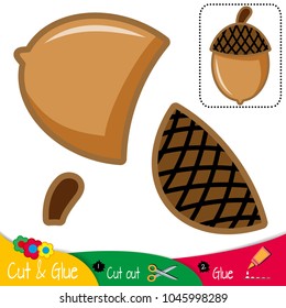 Acorn. Education paper game for preshool children. Vector illustration.