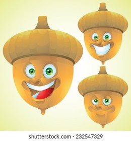 Acorn face expression cartoon character set