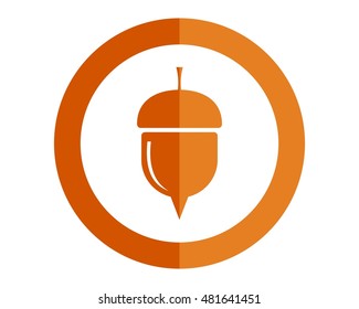 Acorn flat icon with circle