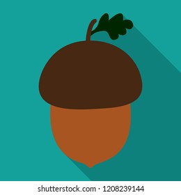 Acorn flat icon, nut and food, vector graphics, a colorful solid pattern on a white background, eps 10.