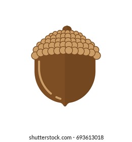 Acorn flat icon. Vector autumn symbol illustration