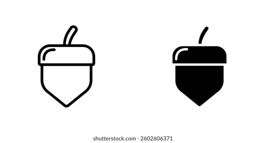 Acorn flat Icons in line outline and flat solid style on white background