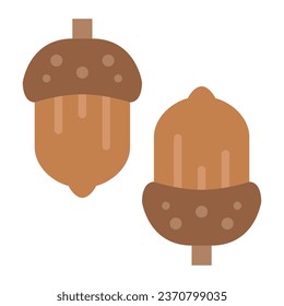 icono plano de bellota, vector e ilustración