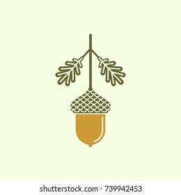 Acorn flat vector icon or logo. Vector illustration of an acorn