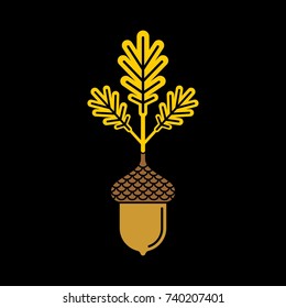 Acorn flat vector icon of logo. Vector illustration of an acorn