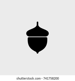 Acorn Flat Vector Icon Of Logo. Vector Illustration Of An Acorn