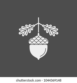 Acorn flat vector icon. Oak flat vector icon