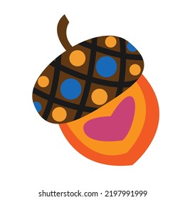 Acorn de estilo folclórico. Vector aislado.