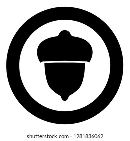 Acorn forest nut icon black color vector illustration flat style simple imagein circle round