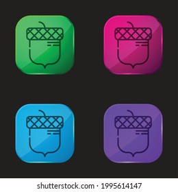 Acorn four color glass button icon