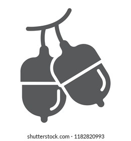 Acorn glyph icon, oak and tree, autumn sign, vector graphics, a solid pattern on a white background, eps 10.