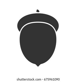 Acorn glyph icon. Silhouette symbol. Oak fruit. Negative space. Vector isolated illustration