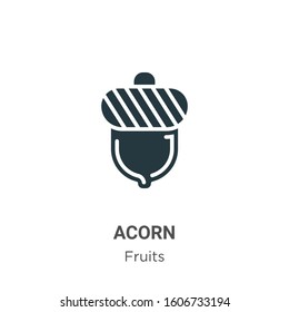 Acorn glyph icon vector on white background. Flat vector acorn icon symbol sign from modern fruits collection for mobile concept and web apps design.