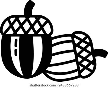 acorn glyph and line vector illustration