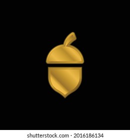 Acorn gold plated metalic icon or logo vector