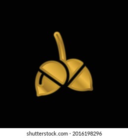 Acorn gold plated metalic icon or logo vector