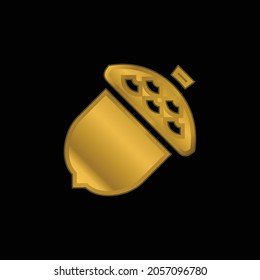 Acorn gold plated metalic icon or logo vector