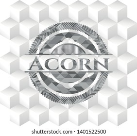 Acorn grey emblem with cube white background