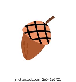 Uma ilustração desenhada à mão de milho. Fruta de carvalho. Ilustração de outono acolhedora. Ilustração de vetor plano isolada em fundo branco.