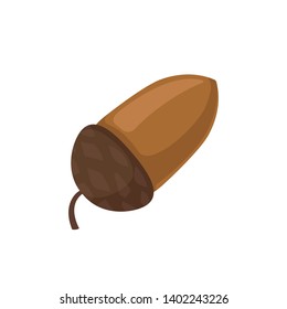 Acorn hat on a branch. Vector illustration on white background.