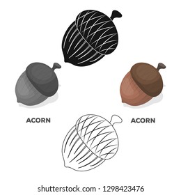 An acorn with a hat.Different kinds of nuts single icon in cartoon style vector symbol stock illustration.