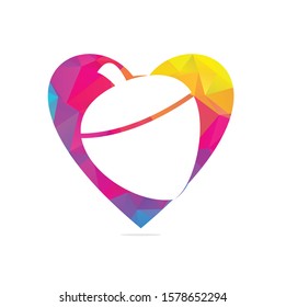 Acorn heart shape concept Logo Design Template. Acorn logo illustration vector template.	