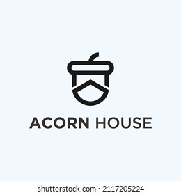 acorn house logo design vector silhouette illustration