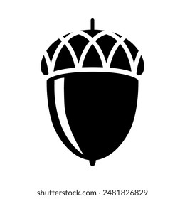 The acorn icon. The black silhouette of an acorn. Autumn. Vector illustration isolated on a white background for design and web.