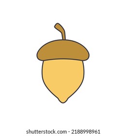 Acorn icon in color, isolated on white background 