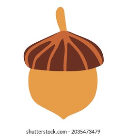 Acorn icon in doodle style. Isolated on White background.