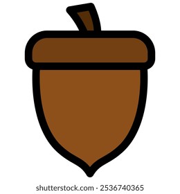 acorn icon with flat outline style