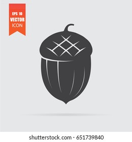 Acorn icon in flat style isolated on grey background. For your design, logo. Vector illustration.