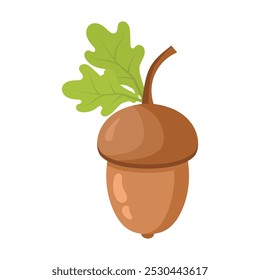 Acorn icon in flat style. Oak nut vector illustration on isolated background. Nature sign business concept.