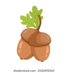 Acorn icon in flat style. Oak nut vector illustration on isolated background. Nature sign business concept.