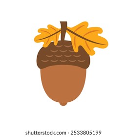 Acorn icon in flat style. Oak nut vector illustration on isolated background. Nature sign business concept.