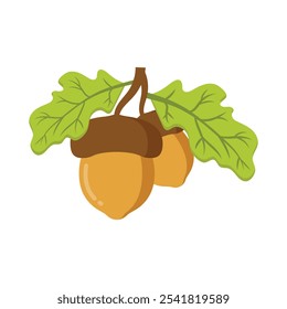 Acorn icon in flat style. Oak nut vector illustration on isolated background. Nature sign business concept.