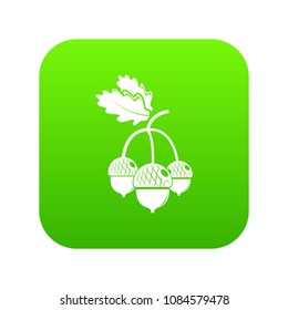 Acorn icon green vector isolated on white background