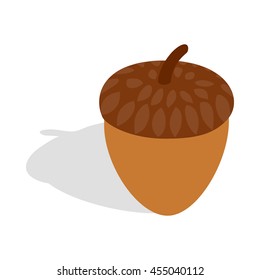 Acorn icon in isometric 3d style isolated on white background. Plant symbol