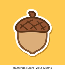 Acorn icon logo cartoon style sticker vector illustration