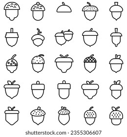Acorn icon or logo in modern line style. High quality black line pictogram for website design and mobile app. Vector illustration on a white background.