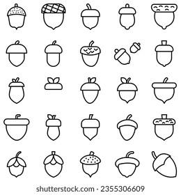 Acorn icon or logo in modern line style. High quality black line pictogram for website design and mobile app. Vector illustration on a white background.