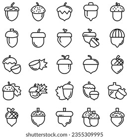 Acorn icon or logo in modern line style. High quality black line pictogram for website design and mobile app. Vector illustration on a white background.