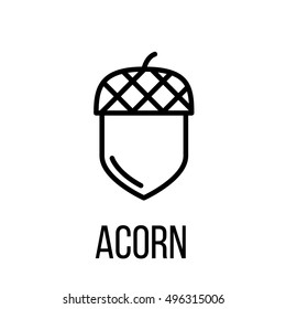 Acorn icon or logo in modern line style. High quality black outline pictogram for web site design and mobile apps. Vector illustration on a white background. 