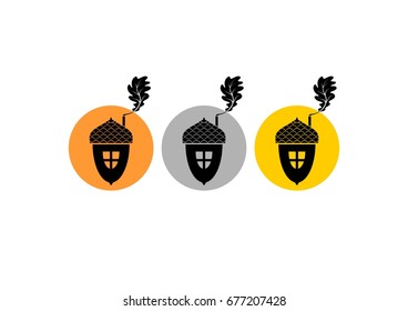 Acorn icon or logo in modern line style. Vector illustration on a white background.