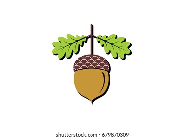 Acorn icon or logo in modern line style. Vector illustration on a white background.